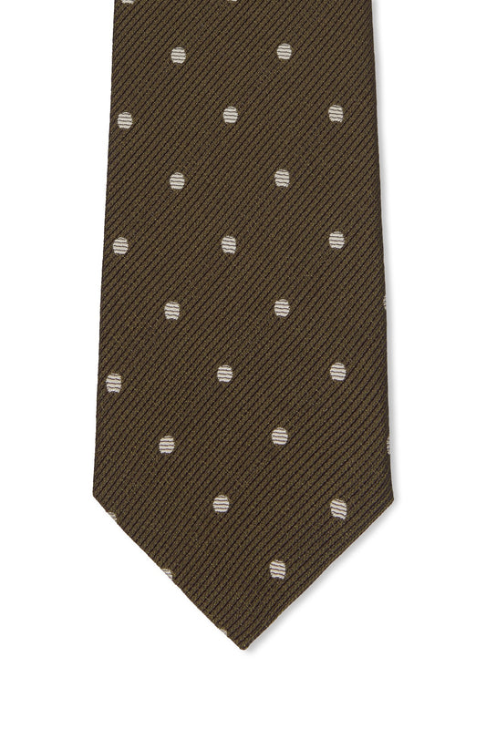 Brown with Charcoal Dot Silk Tie