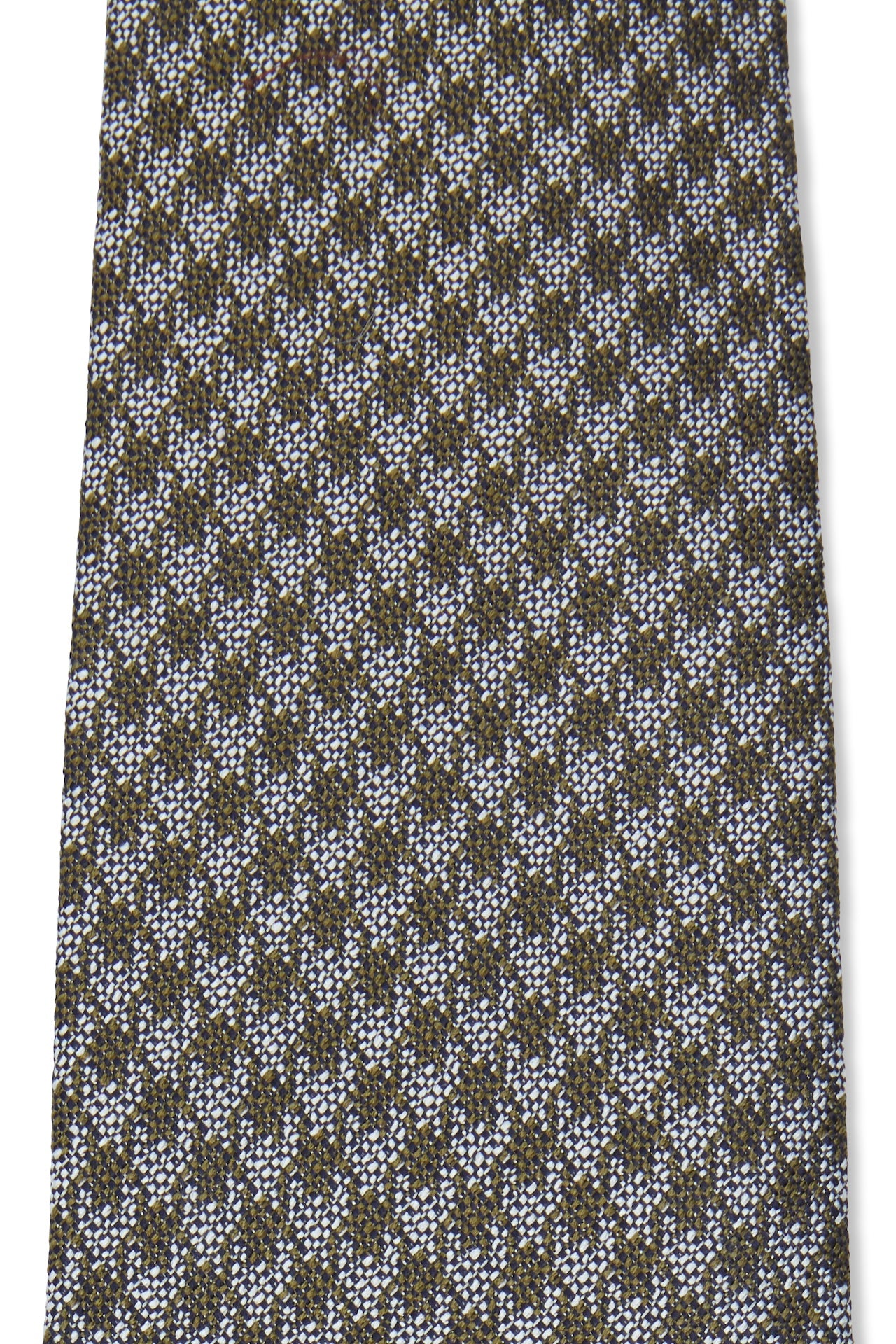 Khaki and White Houndstooth Silk Tie