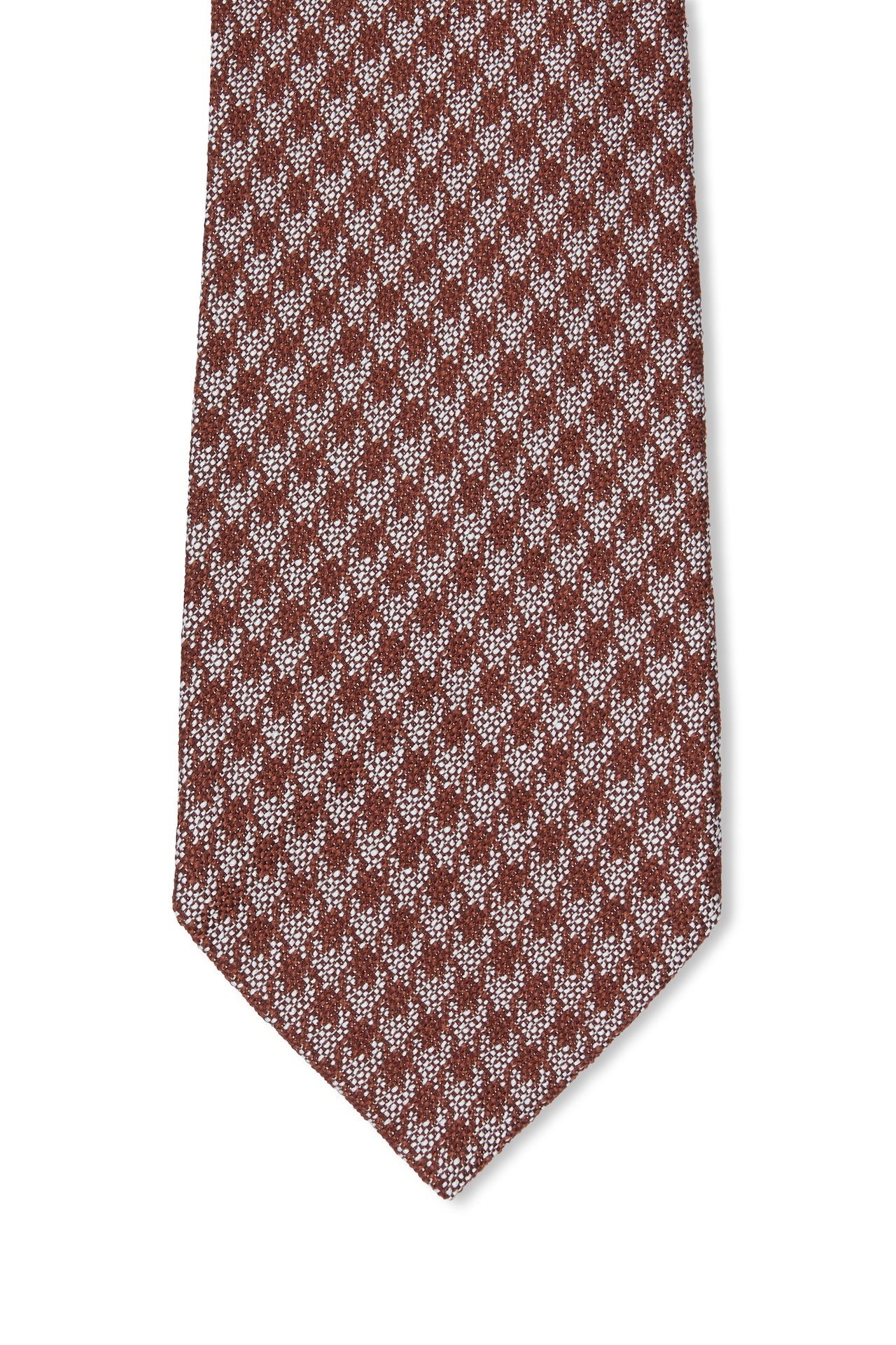 Claret and White Houndstooth Silk Tie