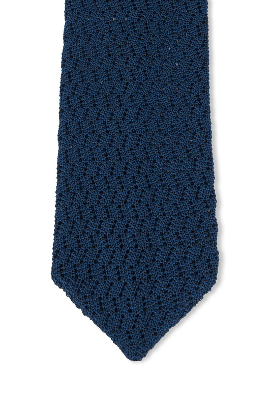 Blue Silk Pointed Knit Tie