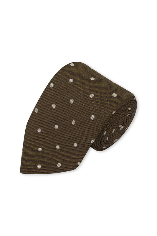 Brown with Charcoal Dot Silk Tie