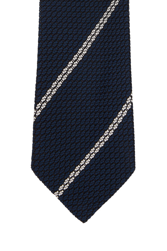 Navy/White Kimono Silk Grenadine Stripe Tie