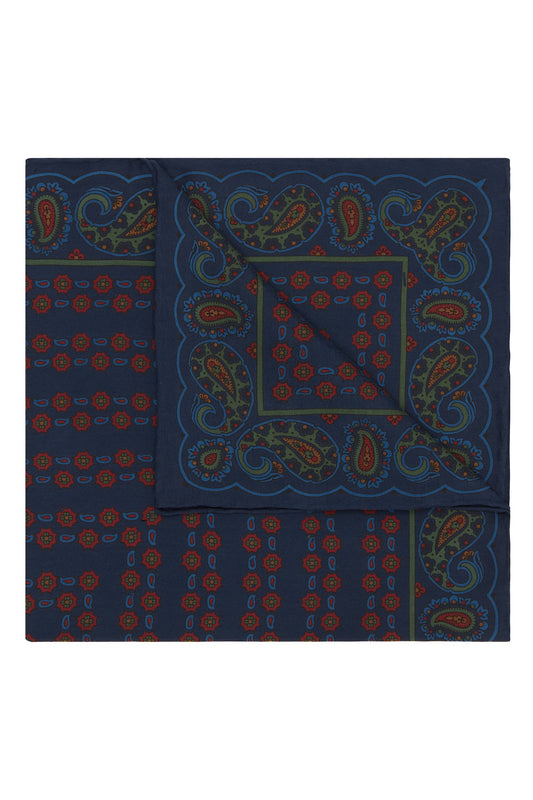 Blue and Claret Madder Pocket Square