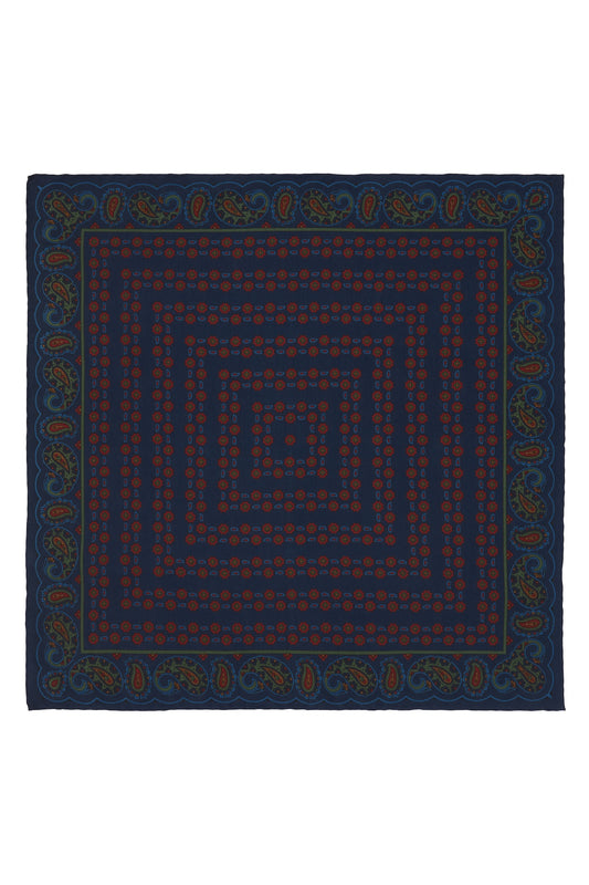 Blue and Claret Madder Pocket Square