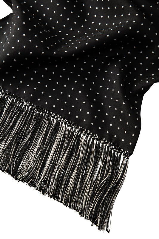 Black/White Dot Silk Evening Scarf