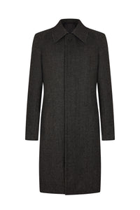 Charcoal Twill Balmacaan Overcoat
