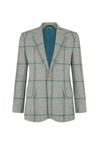Blue, Green & Brown Check Tweed Single Breasted Patch Pocket Jacket