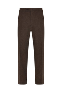 Brown Broken Hairline Check Flannel Trousers