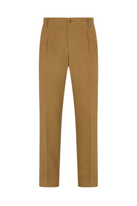 Beige Military Flannel Casual Trousers