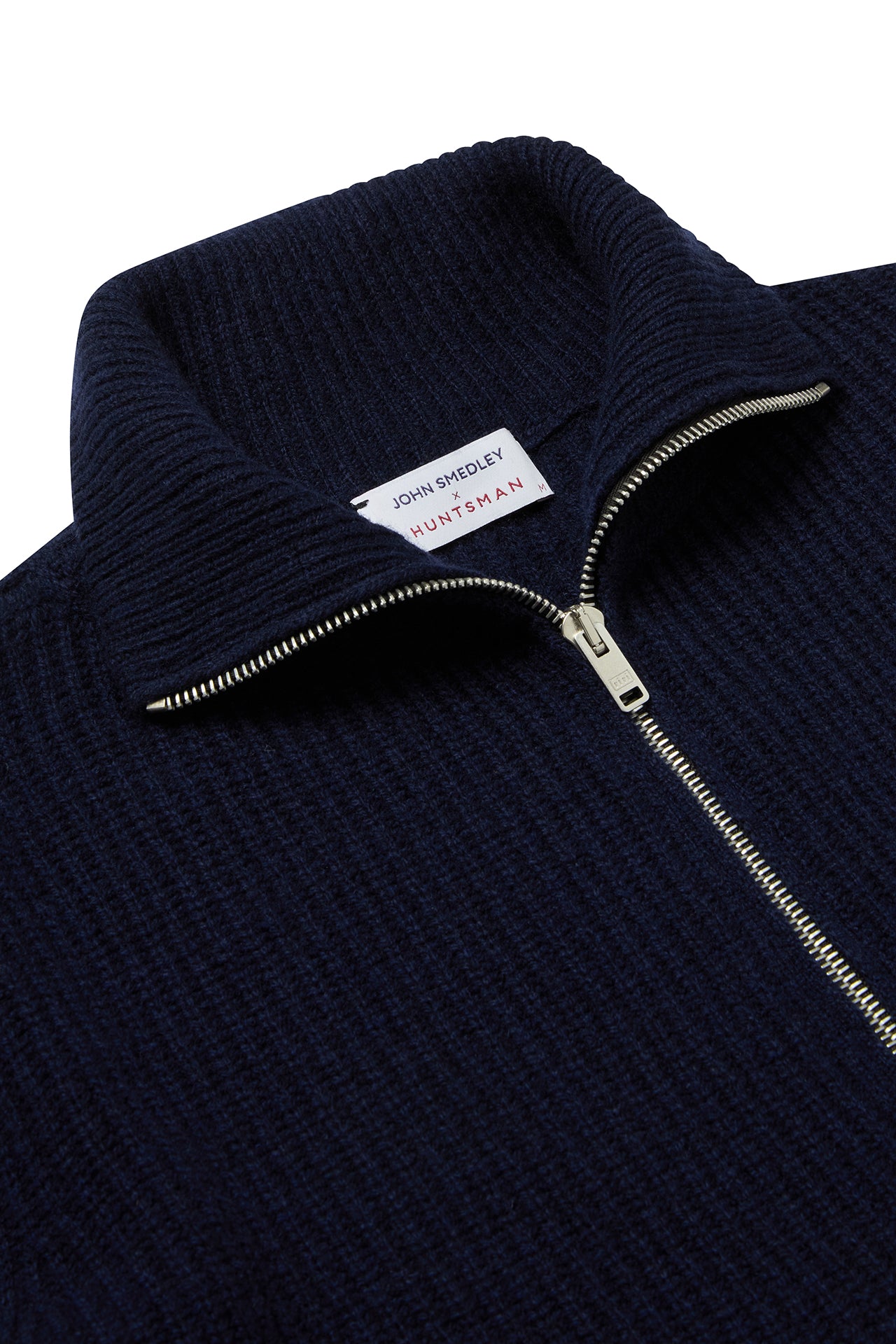 Huntsman x Smedley Midnight Merino/Cashmere Double Zip Jumper