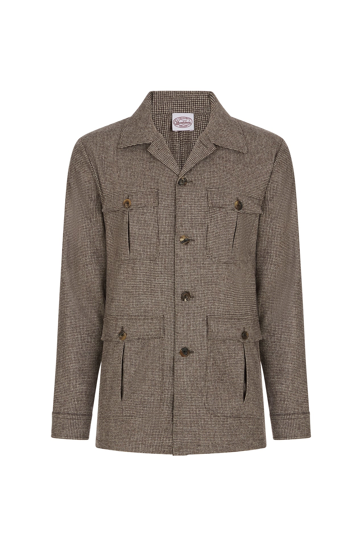 Brown Flannel Puppytooth Overshirt