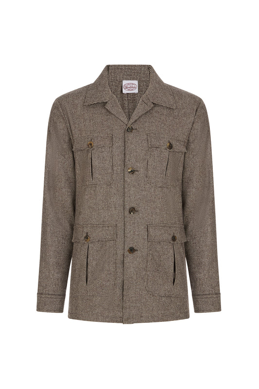 Brown Flannel Puppytooth Overshirt