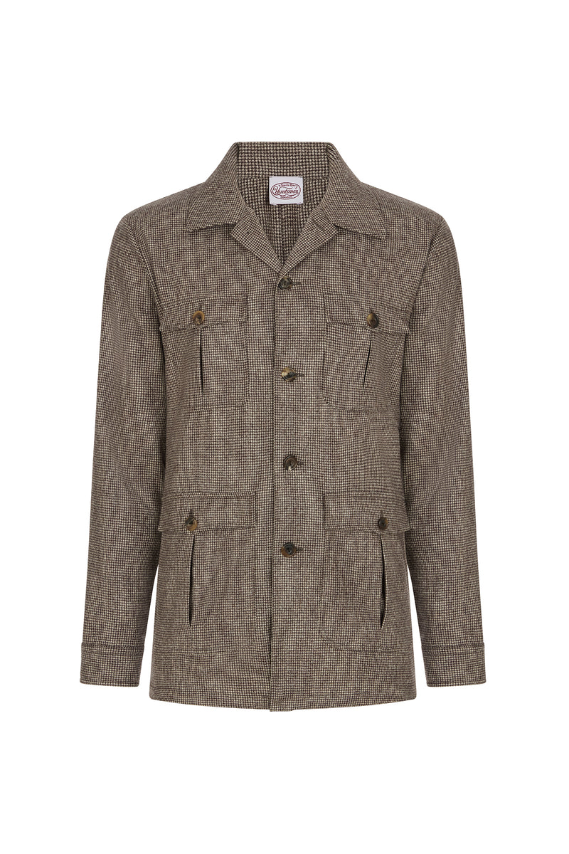 Brown Flannel Puppytooth Overshirt