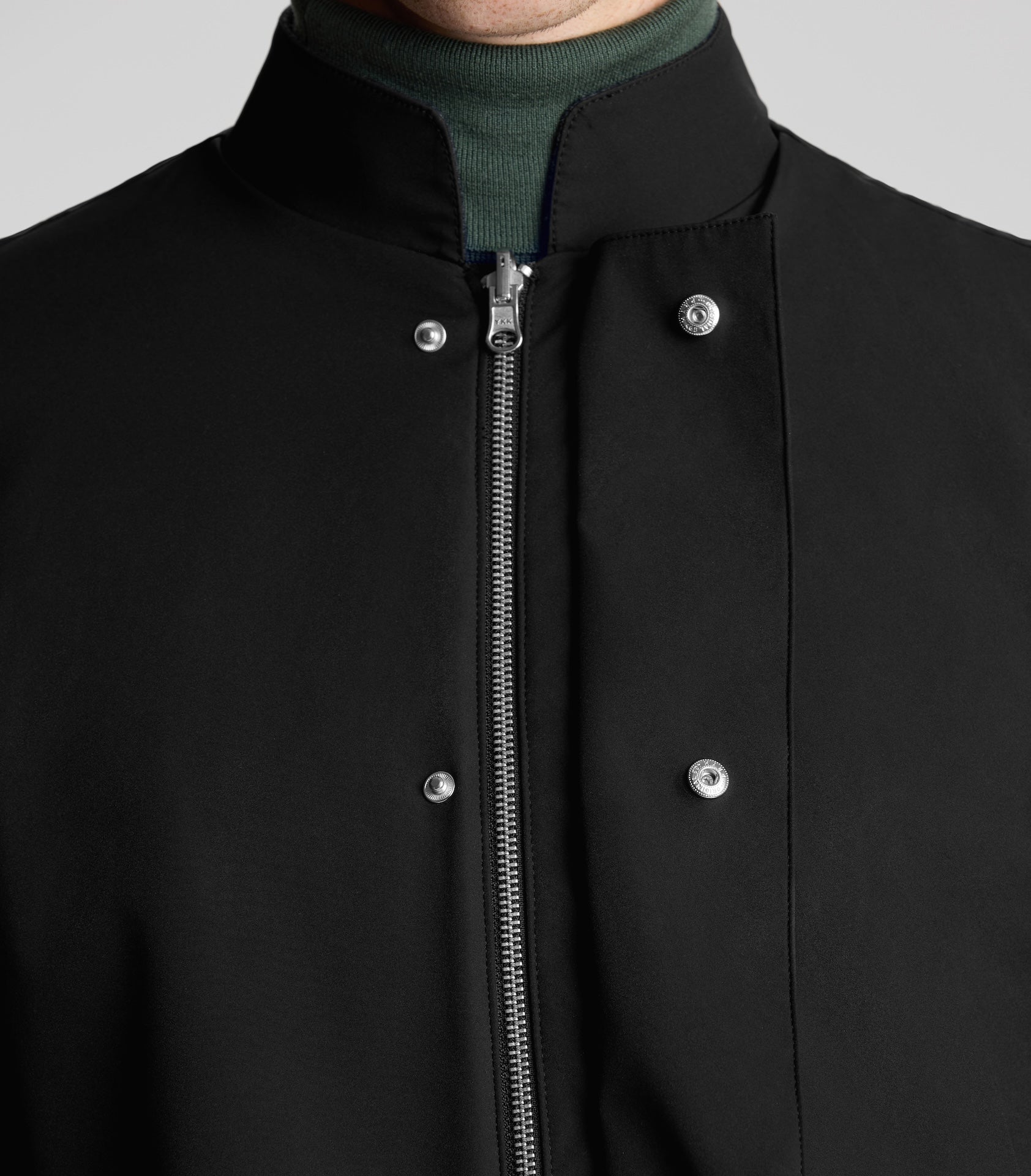 Black/Grey Nehru collar Reversible Mac