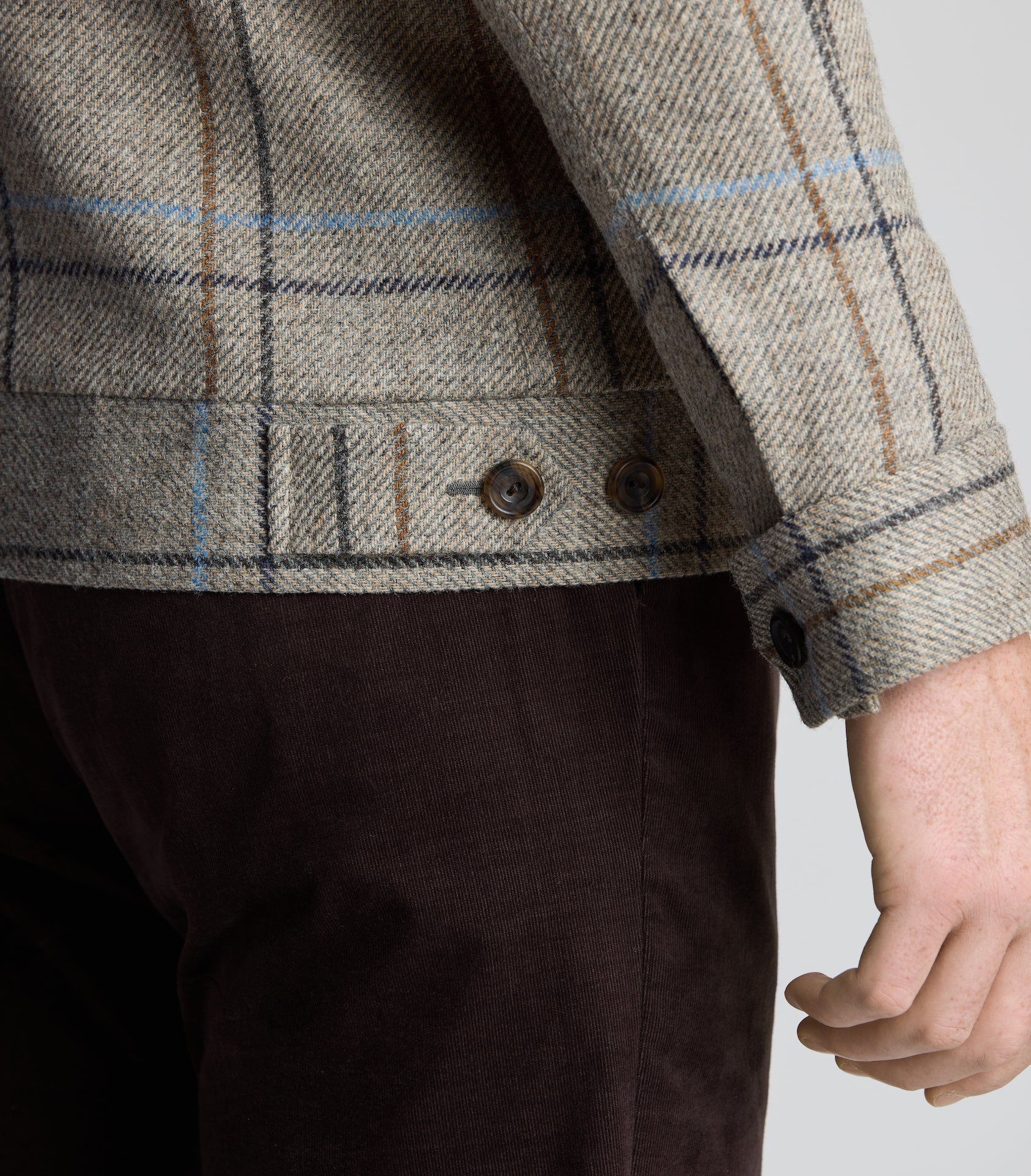 Brown Check Tweed Harrington Jacket