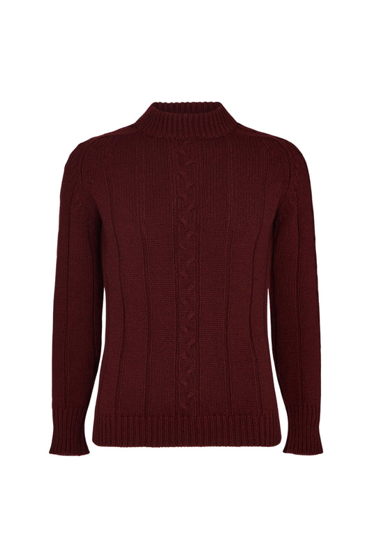 Claret Cashmere Joe Tobin Cable Knitwear