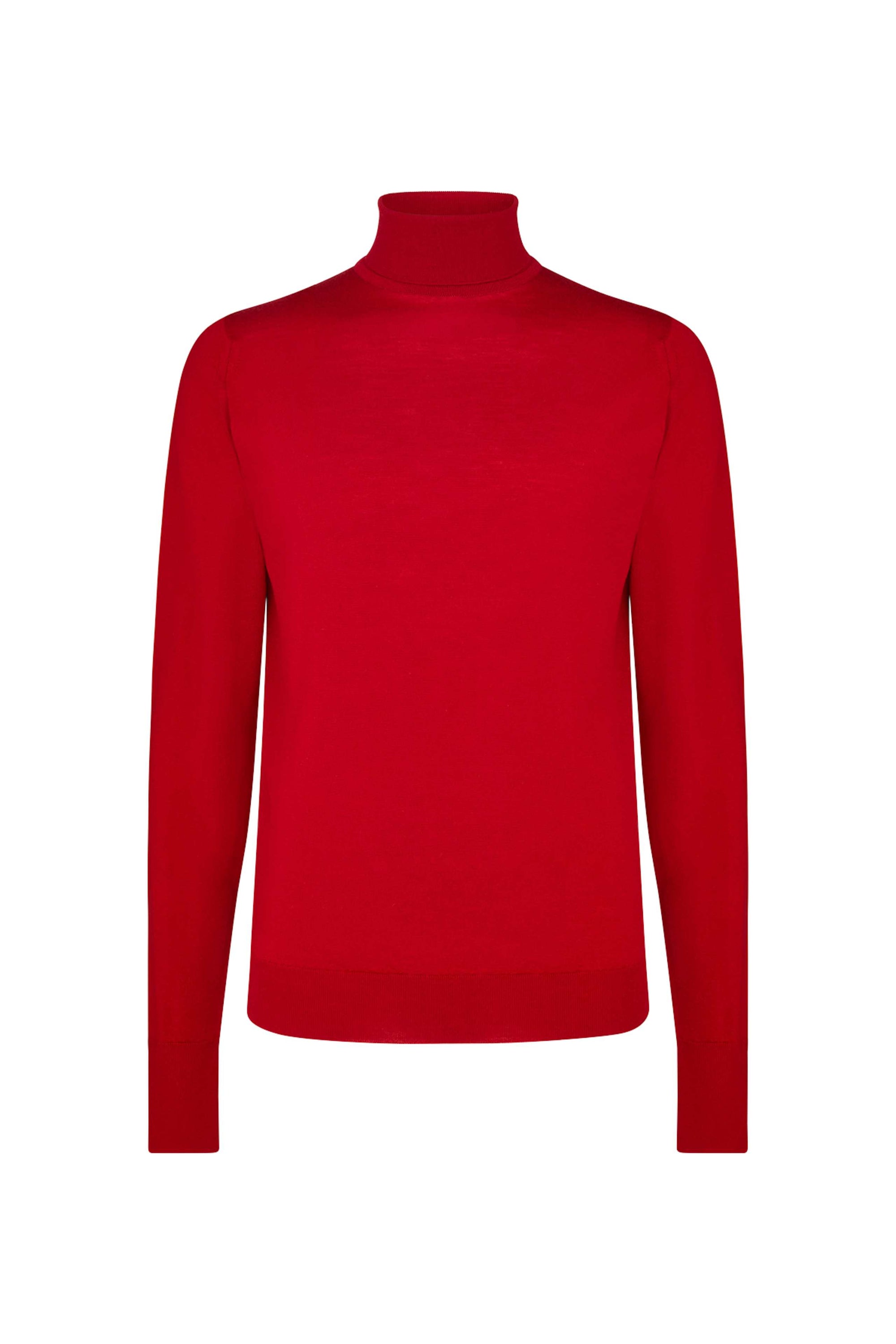 Crimson Merino Wool Rollneck Knitwear