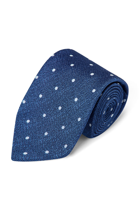 White Dot Tussah Silk Tie