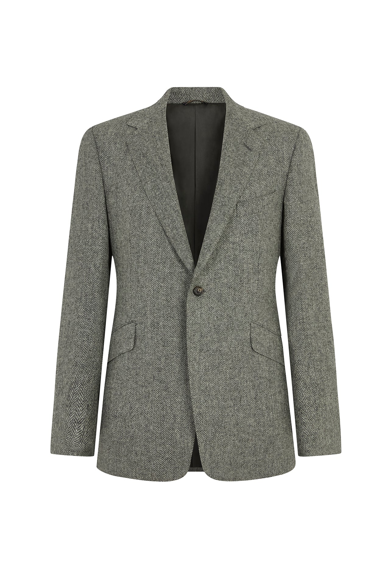 Grey Herringbone Single Breasted Jacket