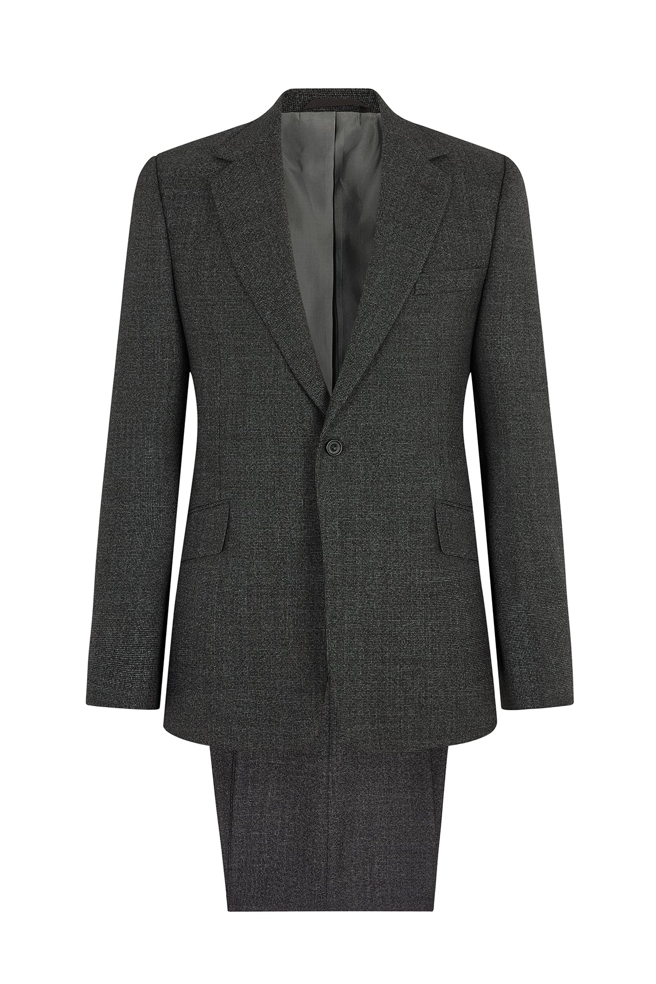 Grey/White Semi Plain Hopsack Weave Single Breasted Suit