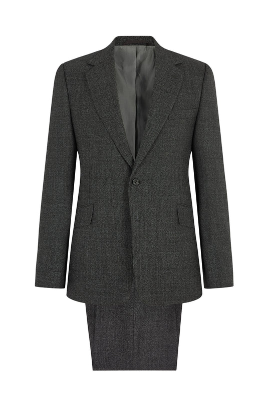 Grey/White Semi Plain Hopsack Weave Single Breasted Suit
