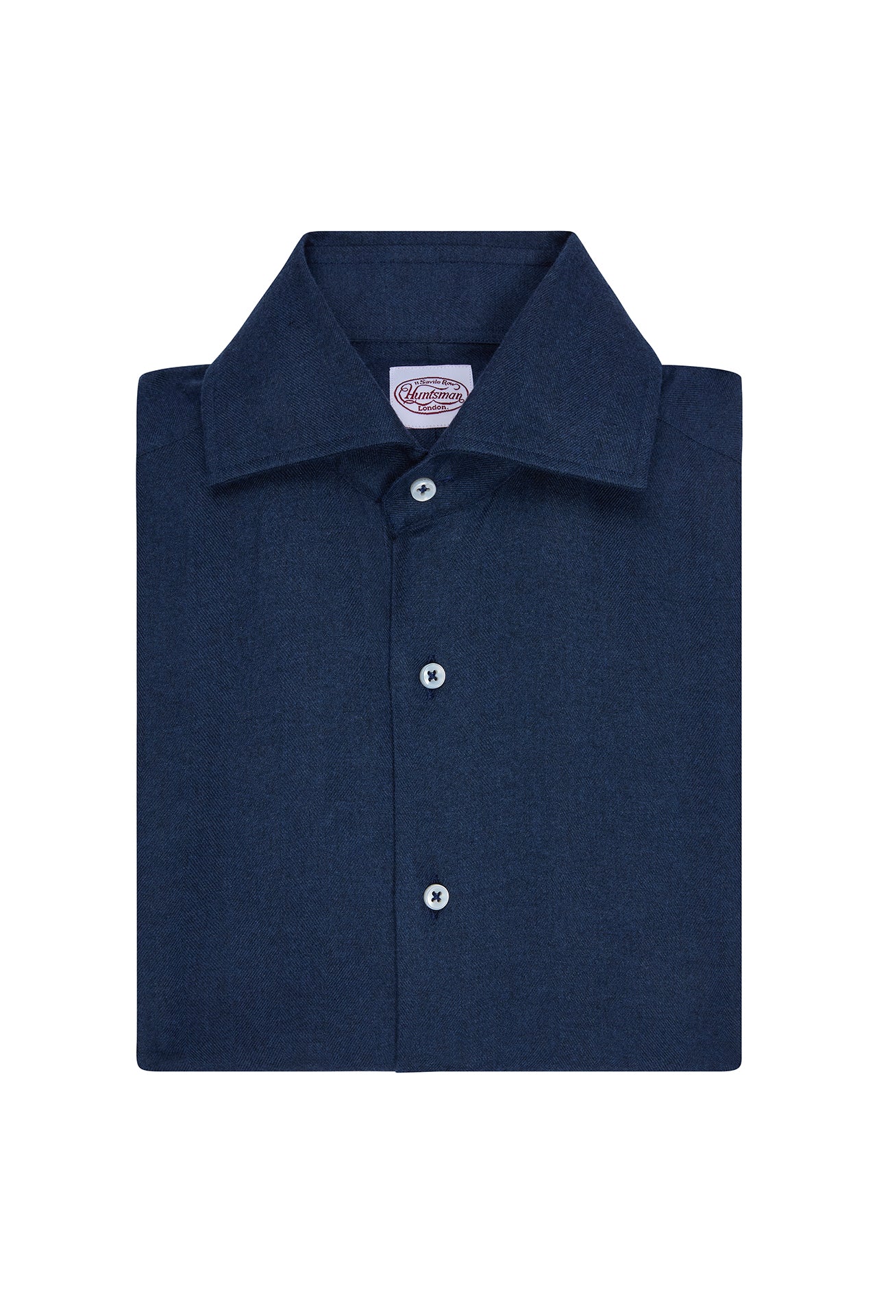 Indigo Brushed Herringbone Single Cuff Shirt