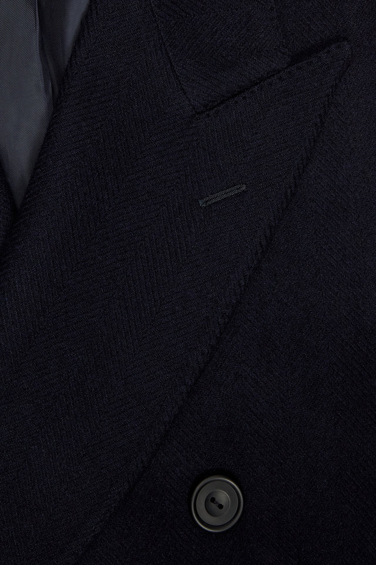 Navy Herringbone Double Breasted Overcoat