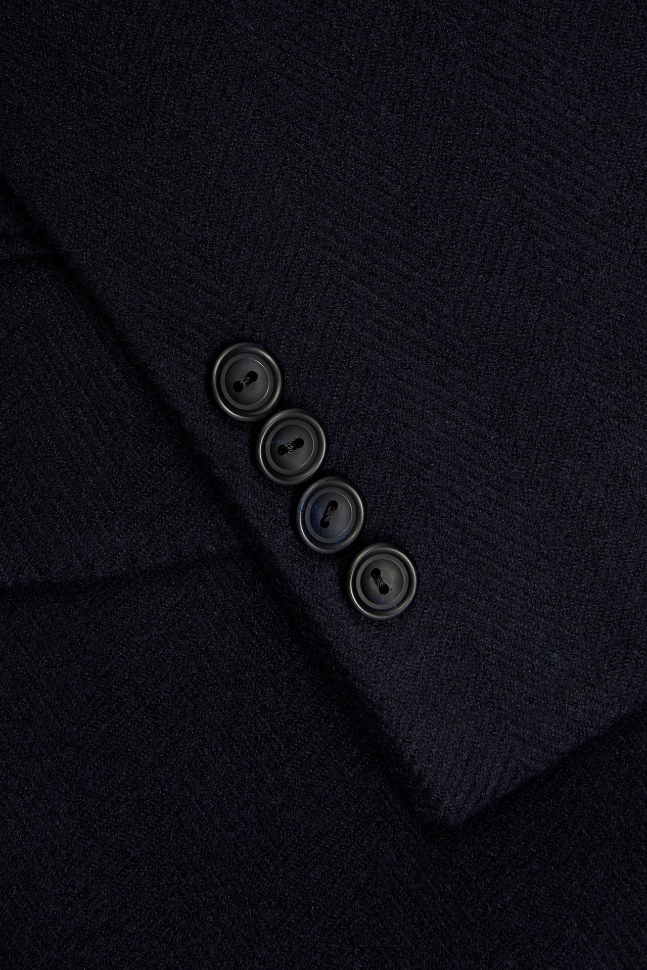 Navy Herringbone Double Breasted Overcoat