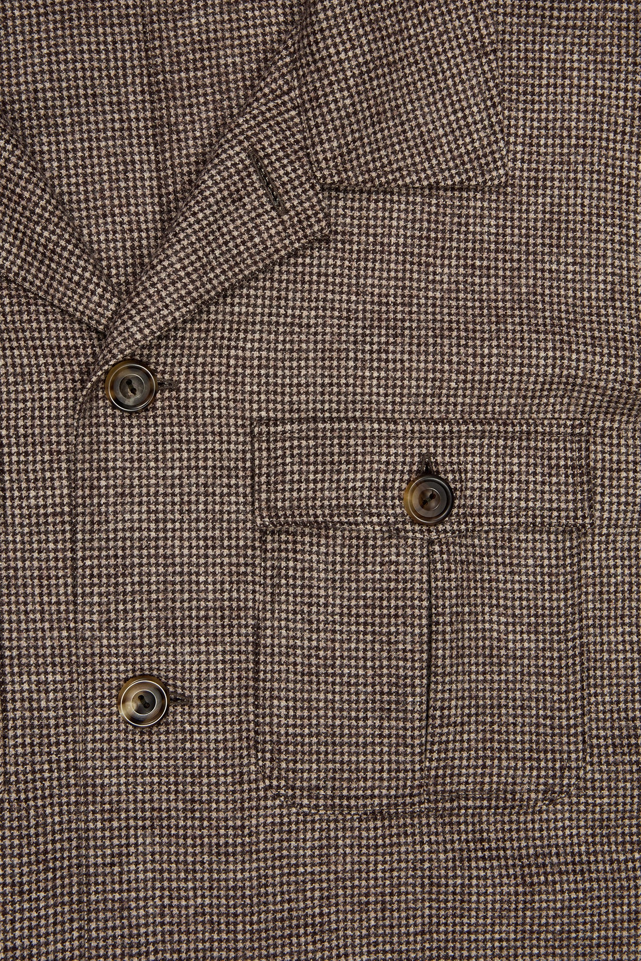 Brown Flannel Puppytooth Overshirt