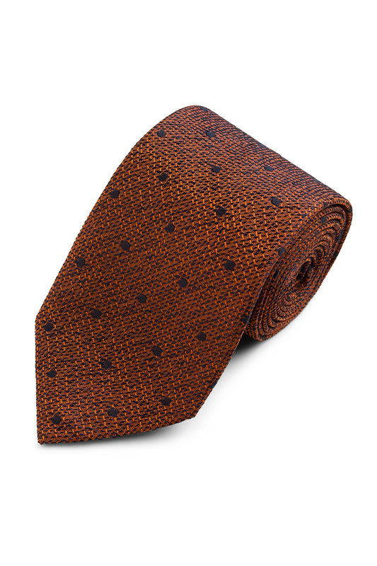 Navy Spot Tussah Silk Tie