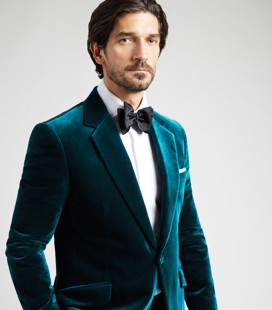 Aqua Velvet Single Breasted Evening Jacket