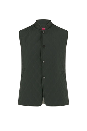Green Quilted Cashmere Lined Gilet