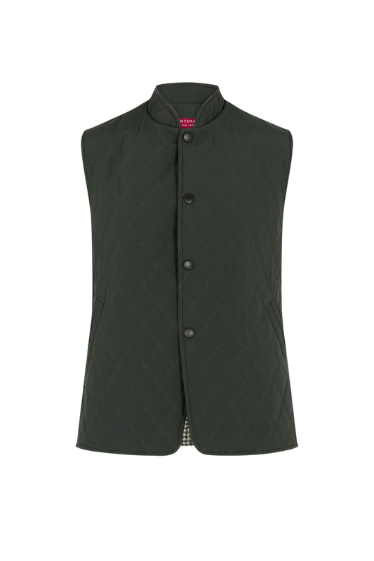 Green Quilted Cashmere Lined Gilet