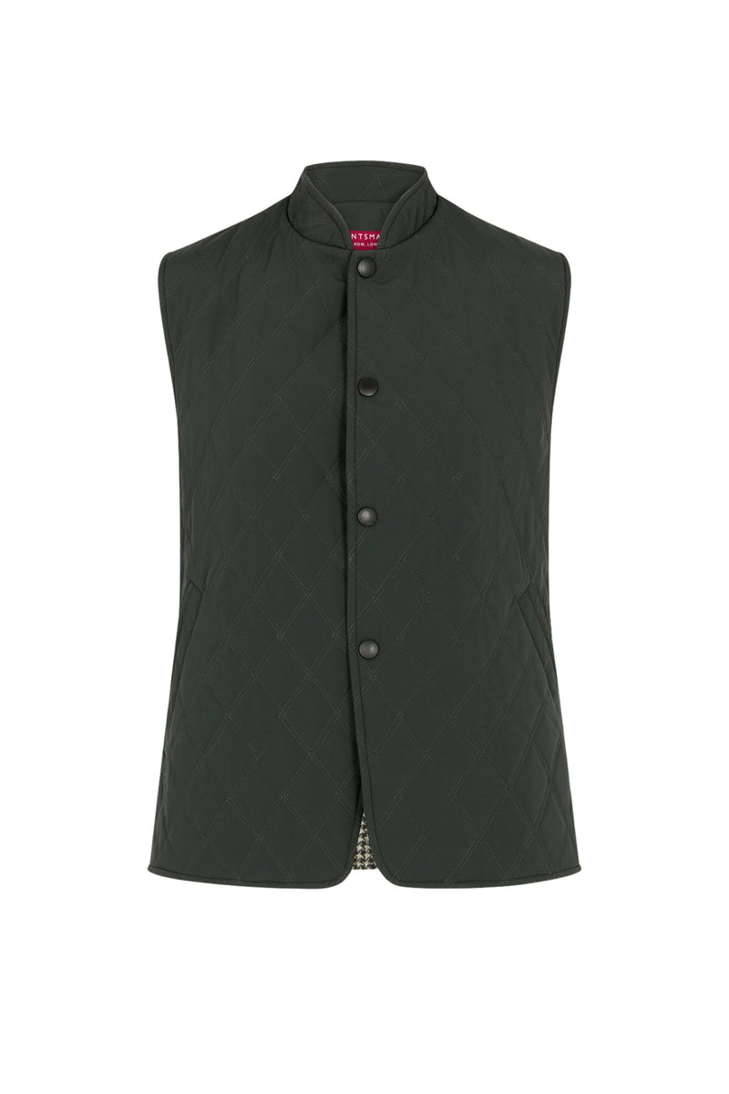 Green Quilted Cashmere Lined Gilet