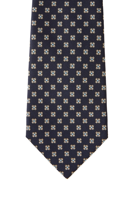 Navy square pattern Tie