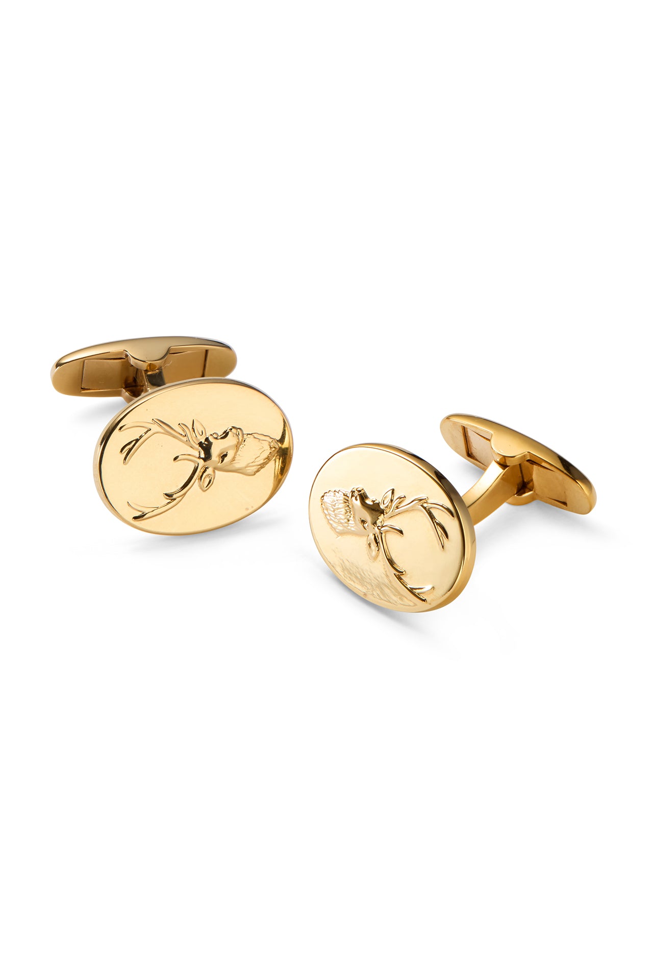 Oval Gold Stag Head Cufflinks