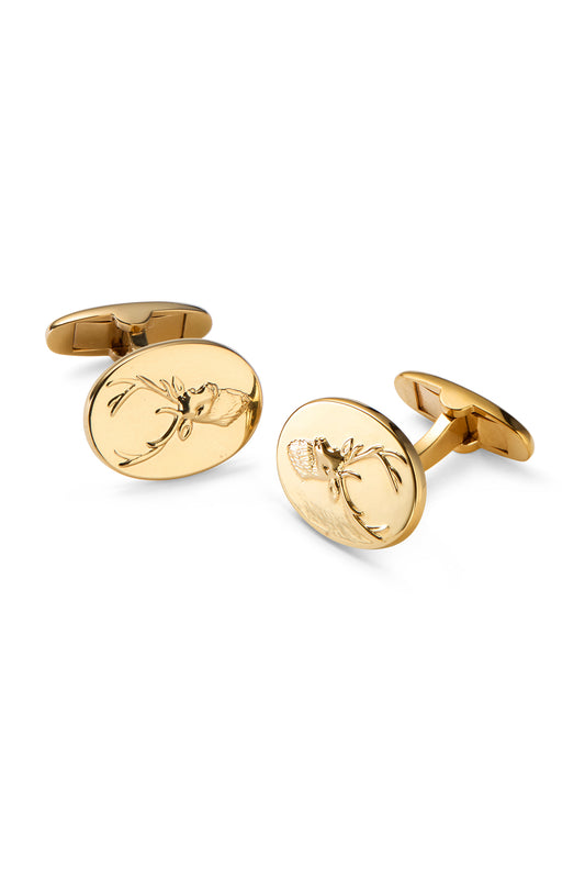 Oval Gold Stag Head Cufflinks