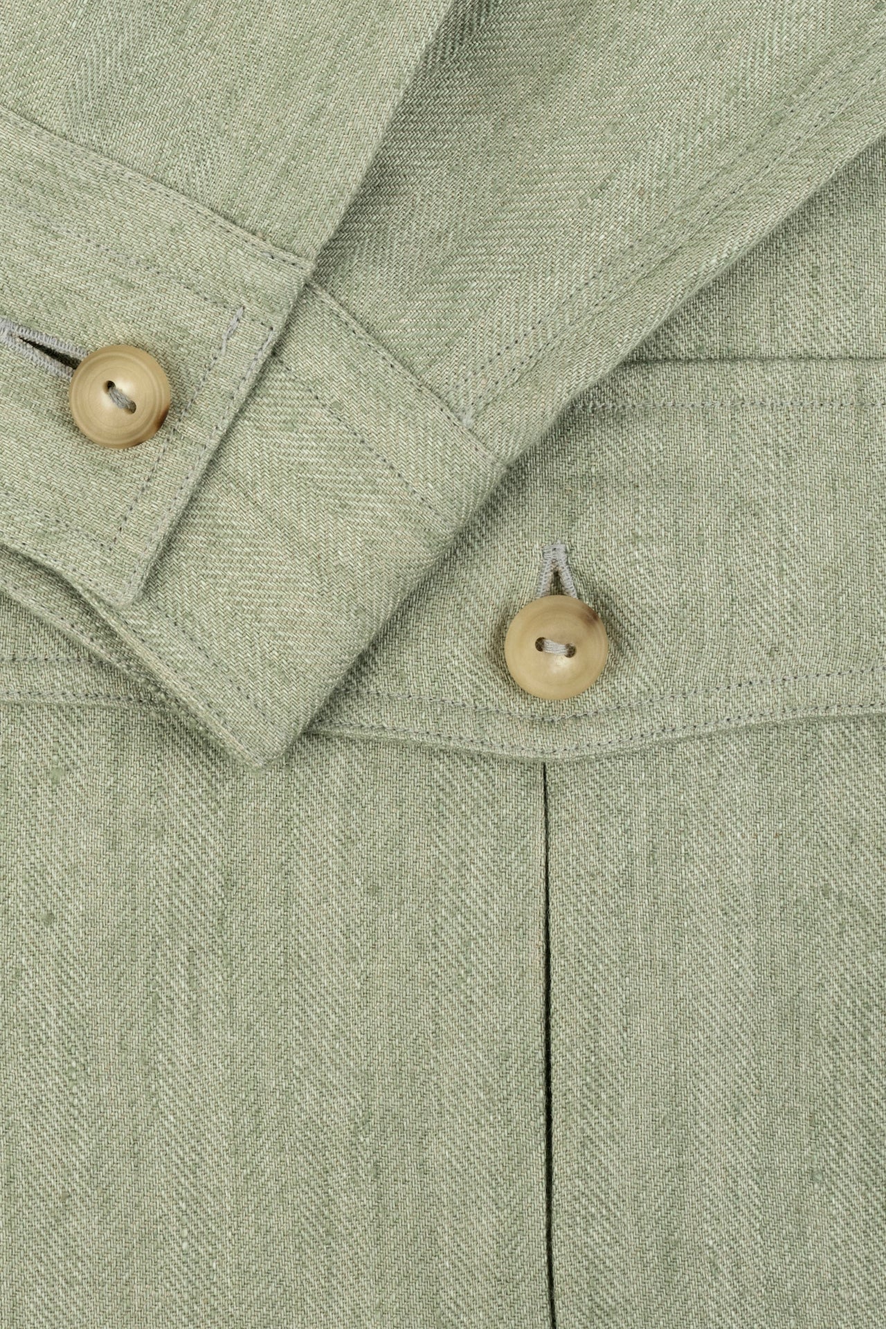 Seagreen Linen Herringbone Safari Jacket