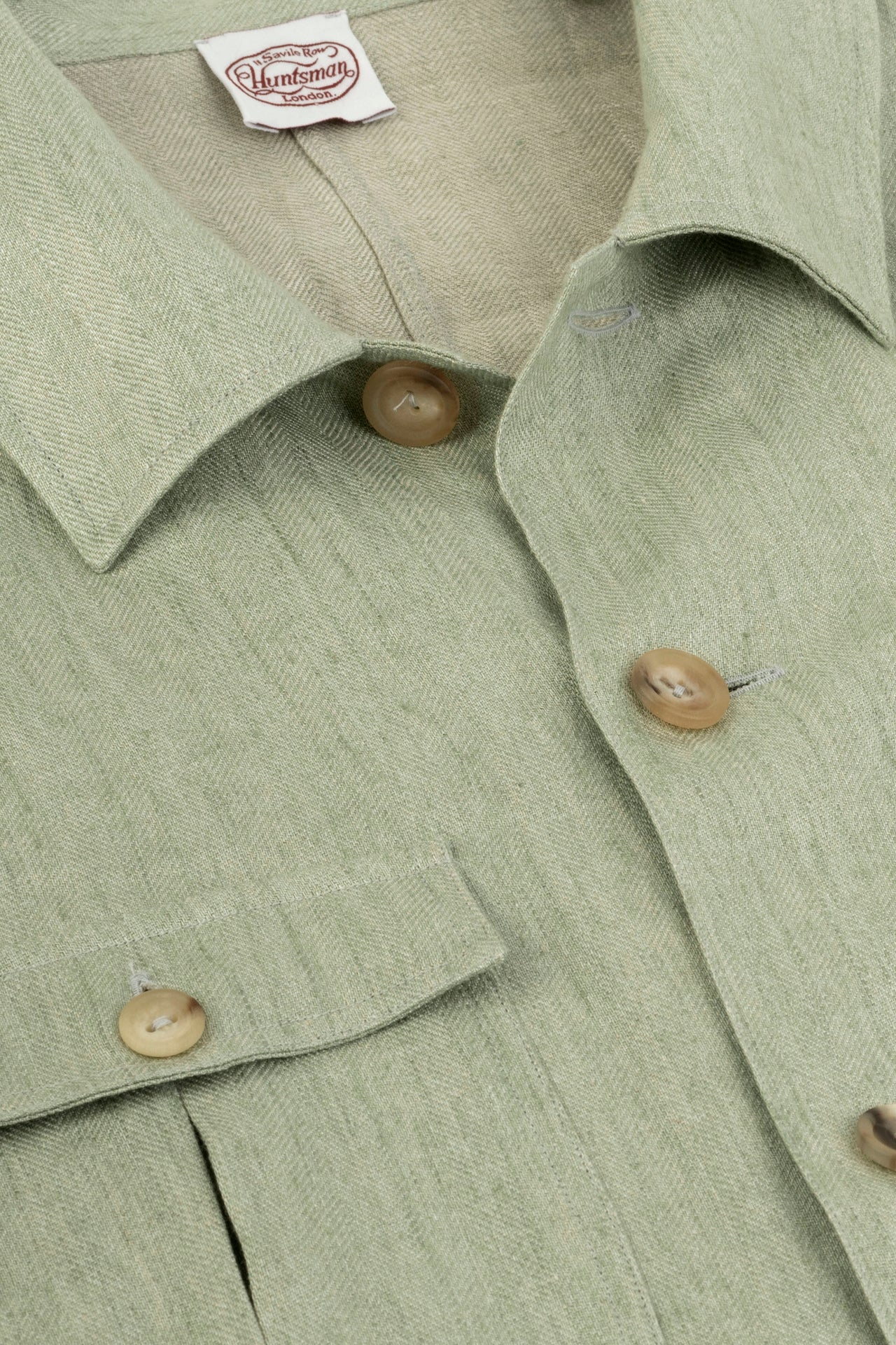 Seagreen Linen Herringbone Safari Jacket