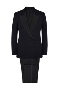 Black Wool Double Breasted Dinner Suit