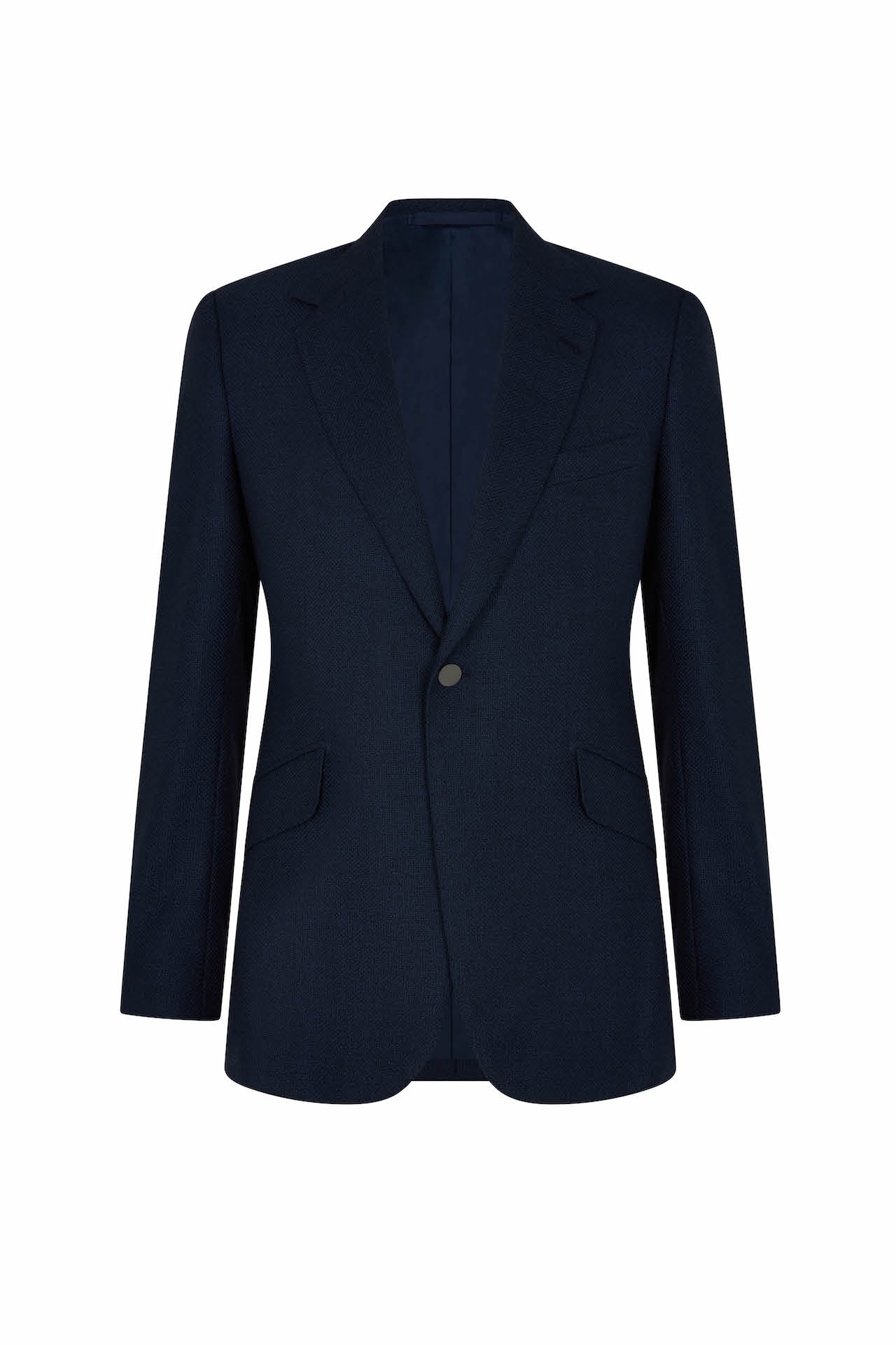 Blue Hopsack Basket Weave Single Breasted Blazer