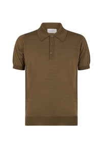 Huntsman x Smedley Sepia Merino/Cotton Polo Neck Knitwear