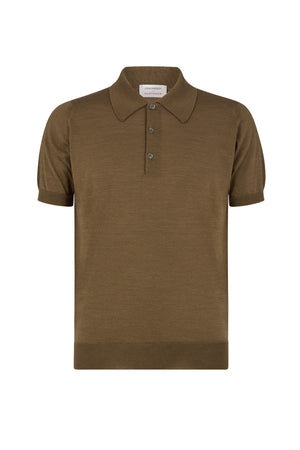 Huntsman x Smedley Sepia Merino/Cotton Polo Neck