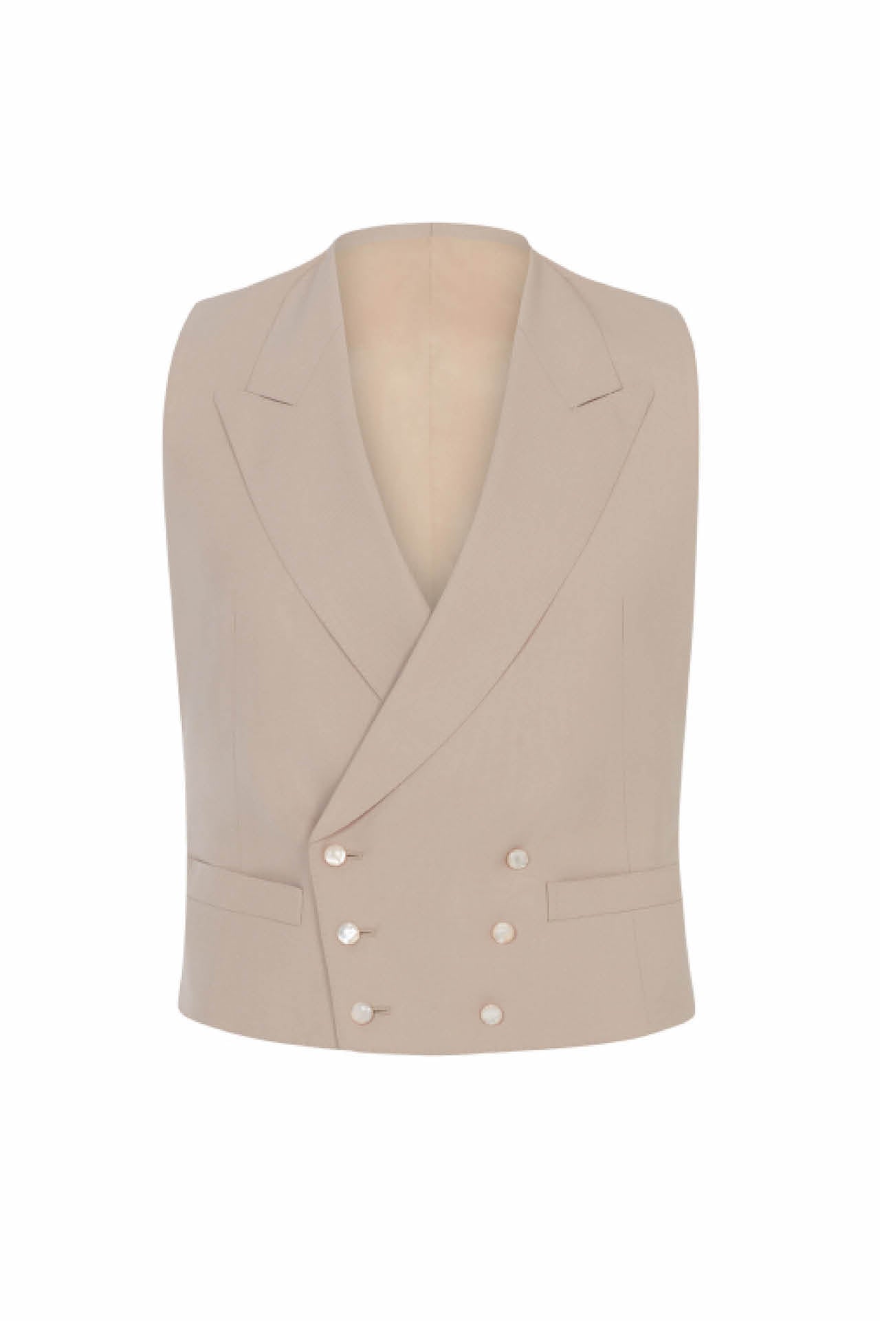 Sand Wool Double Breasted Morning Vest