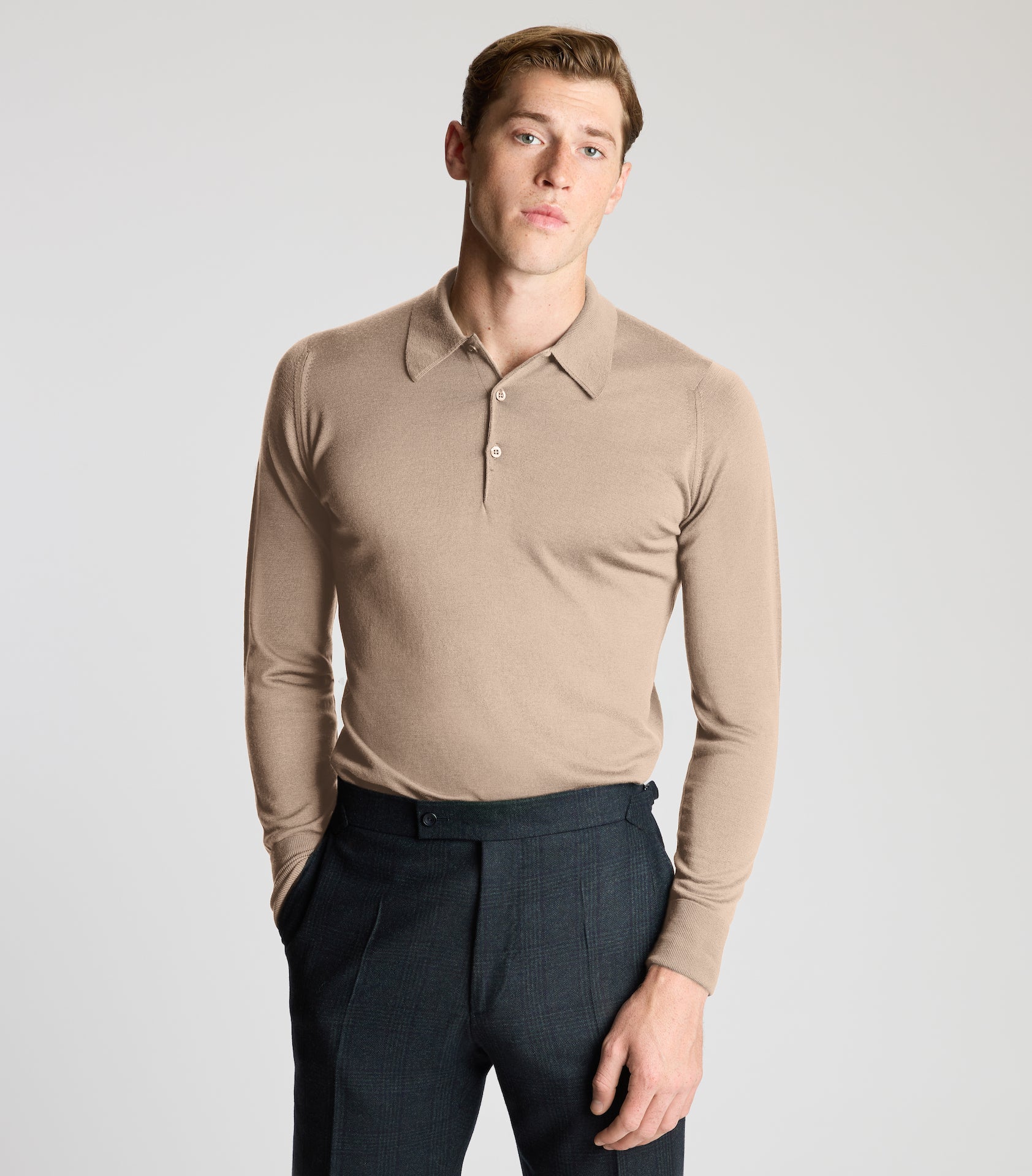 Nutmeg Merino Wool Polo Neck Knitwear