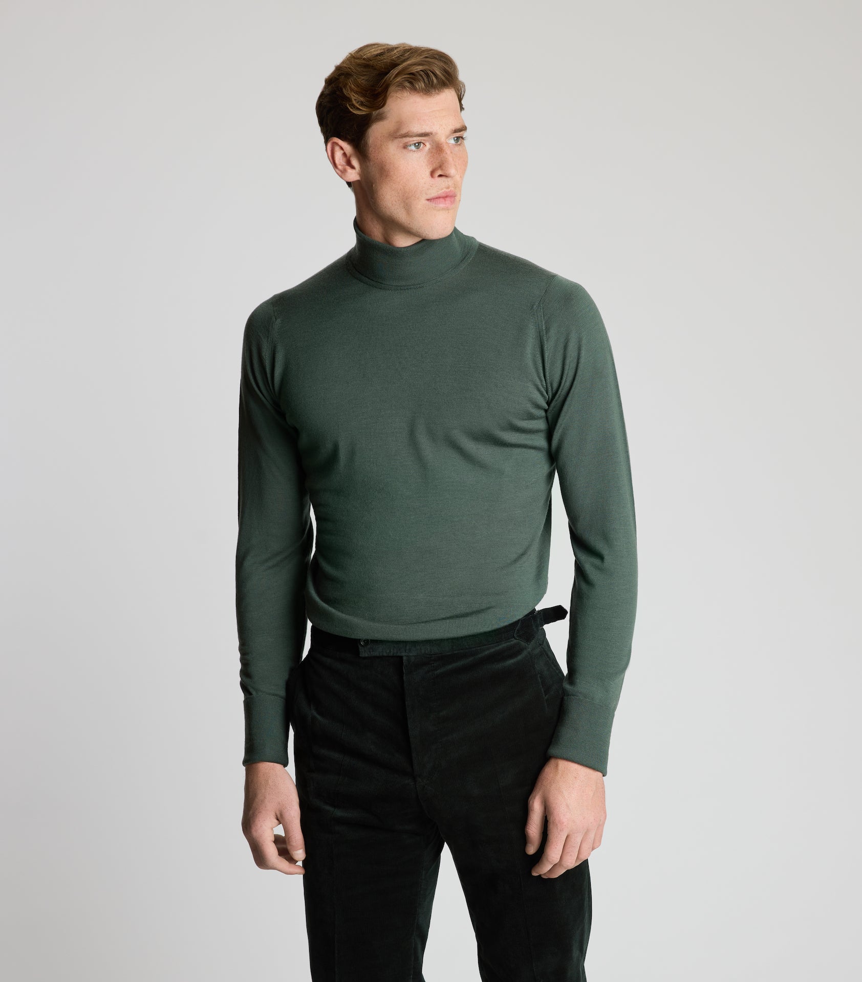 Highland Green Merino Wool Rollneck Knitwear