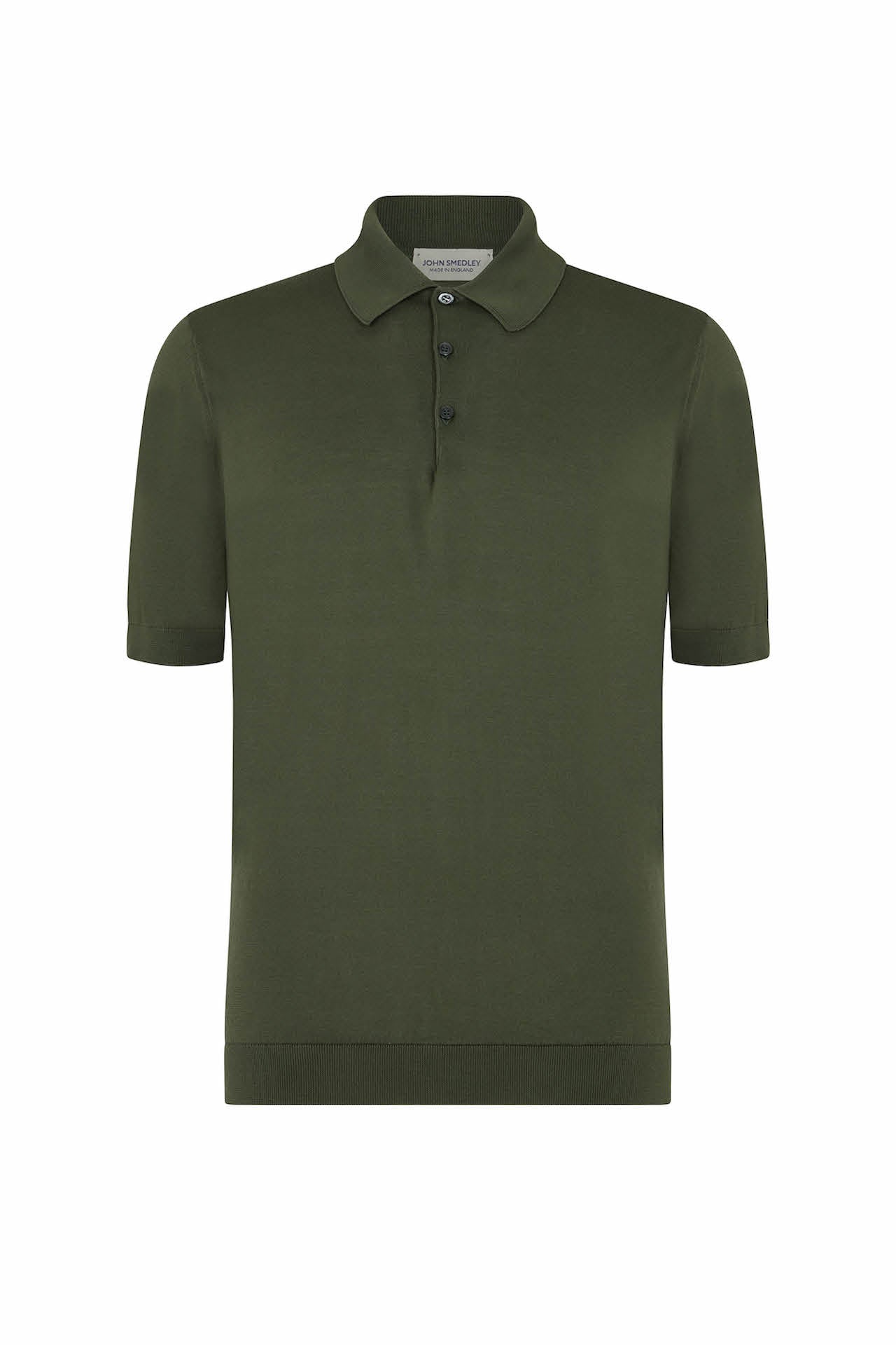 Palm Green Merino/Cotton Short Sleeve Polo Neck Knitwear