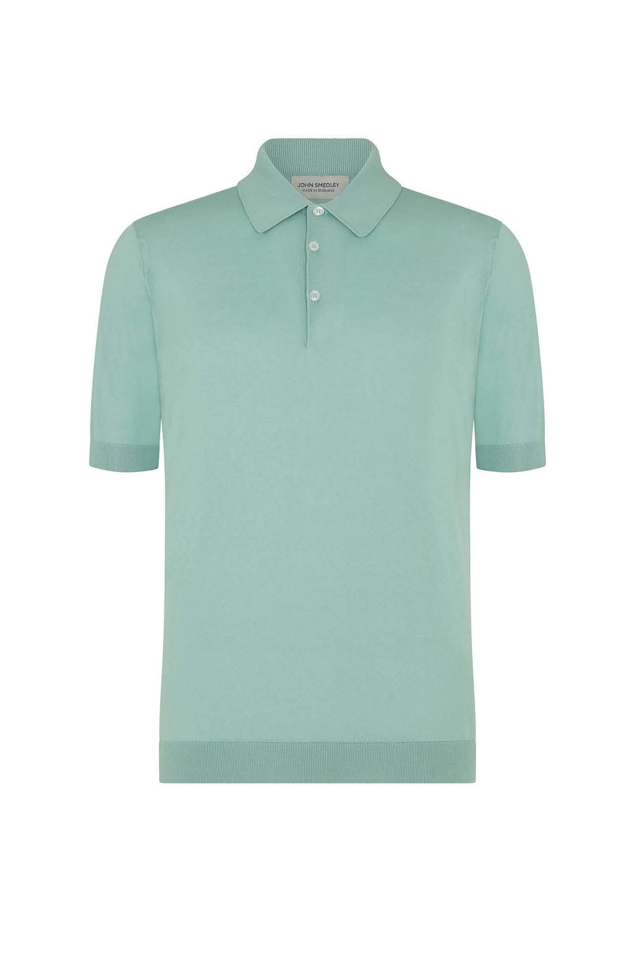 Mint Green Merino/Cotton Short Sleeve Polo Neck Knitwear