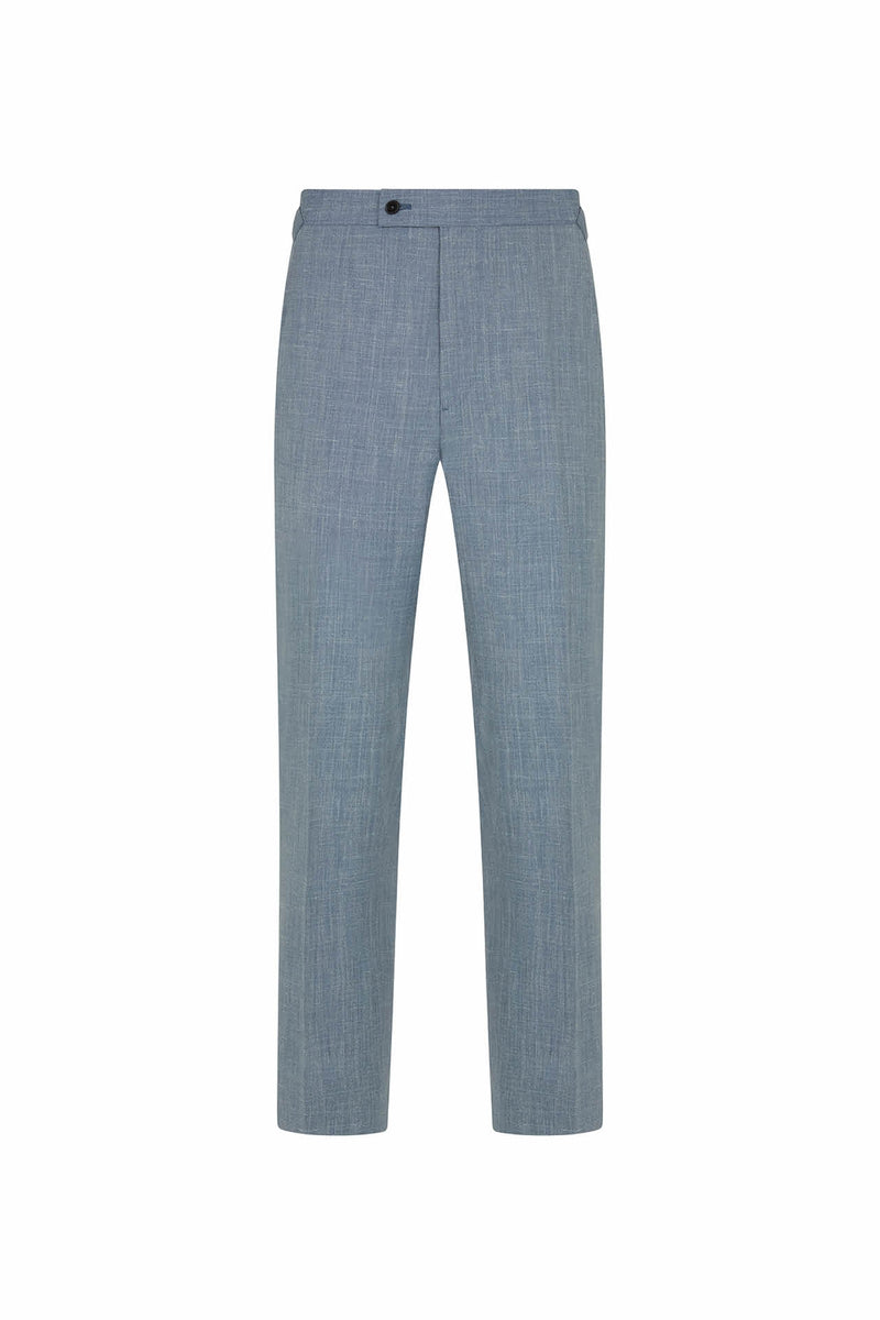 Light Blue Wool, Silk & Linen Trousers