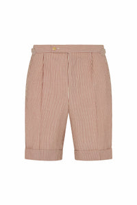 Claret/White Seersucker Striped Dress Shorts